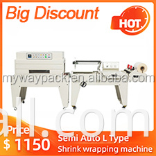 Pvc pof film semi-automatic shrink heat shrinking wrapping packing machine in stock for carton box